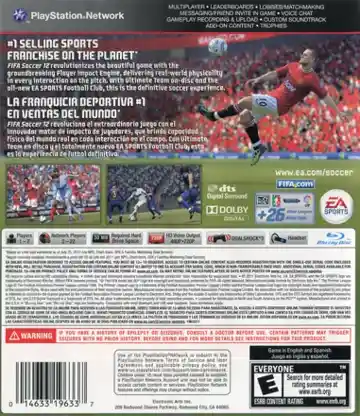 FIFA Soccer 12 (USA) (En,Fr,Es) (v1.06) (Disc) (Update) box cover back